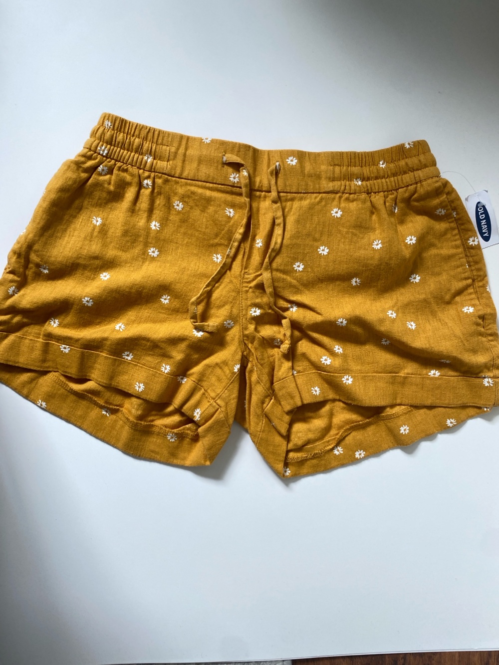 Old Navy Mustard Floral Linen Blend Shorts S